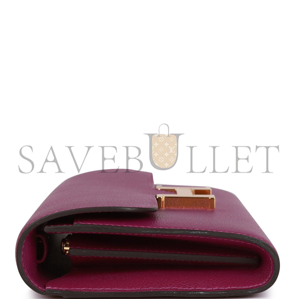 HERMES CONSTANCE WALLET TO GO EVERCOLOR GOLD HARDWARE (20*11*4cm)