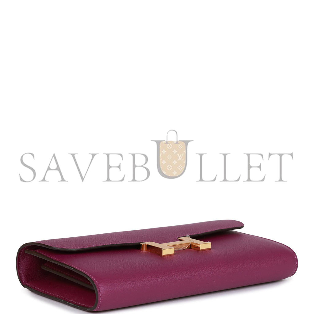 HERMES CONSTANCE WALLET TO GO EVERCOLOR GOLD HARDWARE (20*11*4cm)