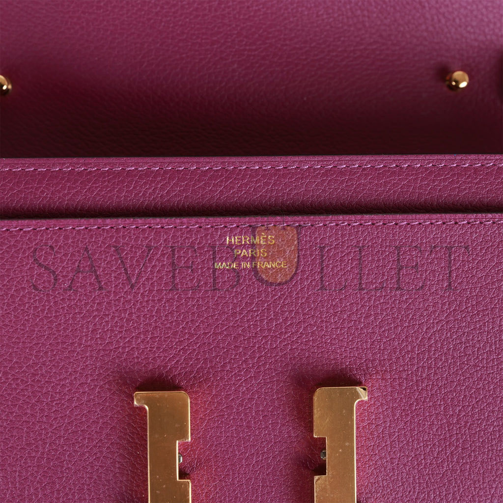 HERMES CONSTANCE WALLET TO GO EVERCOLOR GOLD HARDWARE (20*11*4cm)