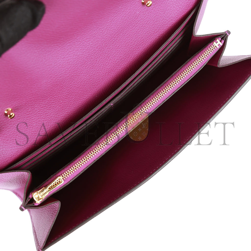 HERMES CONSTANCE WALLET TO GO EVERCOLOR GOLD HARDWARE (20*11*4cm)