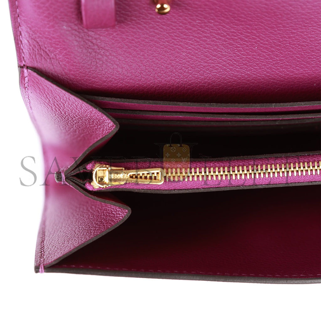 HERMES CONSTANCE WALLET TO GO EVERCOLOR GOLD HARDWARE (20*11*4cm)