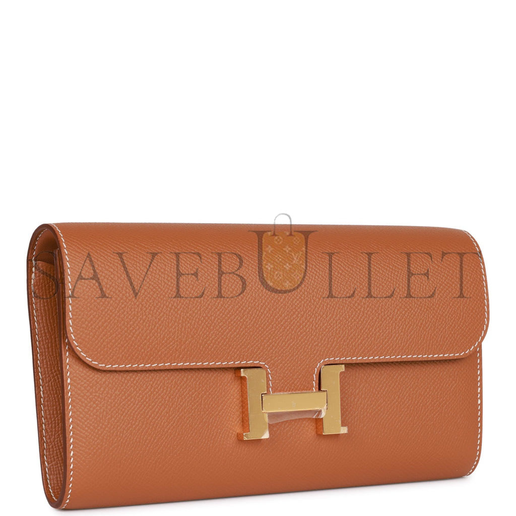 HERMES CONSTANCE WALLET TO GO GOLD EPSOM GOLD HARDWARE  (20*11*4cm)