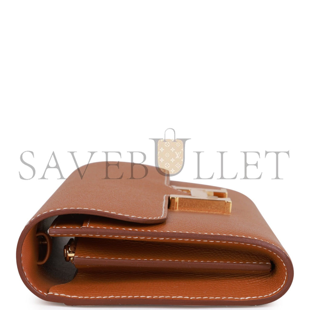 HERMES CONSTANCE WALLET TO GO GOLD EPSOM GOLD HARDWARE  (20*11*4cm)