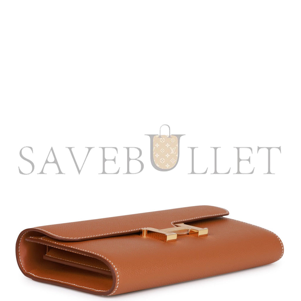HERMES CONSTANCE WALLET TO GO GOLD EPSOM GOLD HARDWARE  (20*11*4cm)