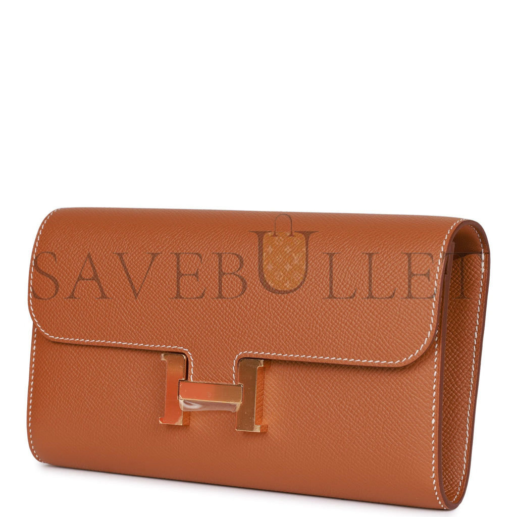 HERMES CONSTANCE WALLET TO GO GOLD EPSOM GOLD HARDWARE  (20*11*4cm)
