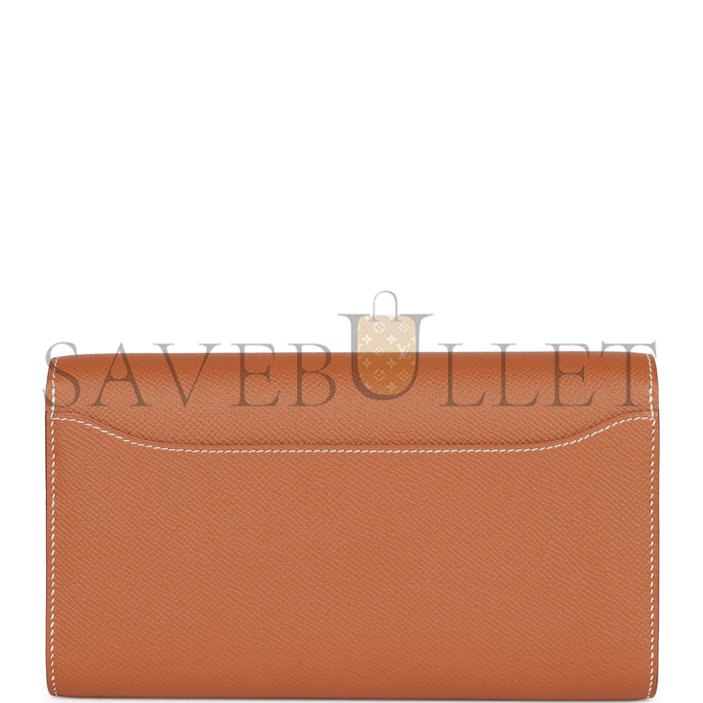 HERMES CONSTANCE WALLET TO GO GOLD EPSOM GOLD HARDWARE  (20*11*4cm)