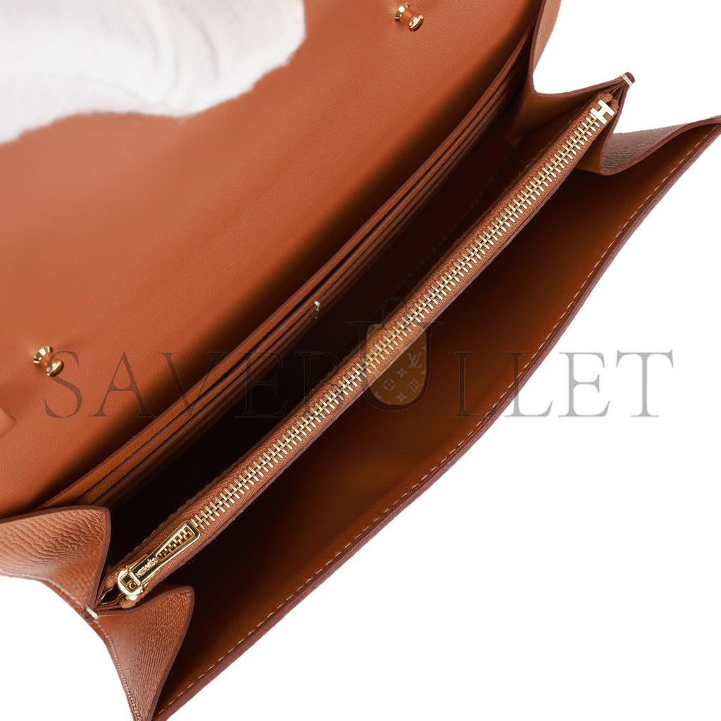 HERMES CONSTANCE WALLET TO GO GOLD EPSOM GOLD HARDWARE  (20*11*4cm)