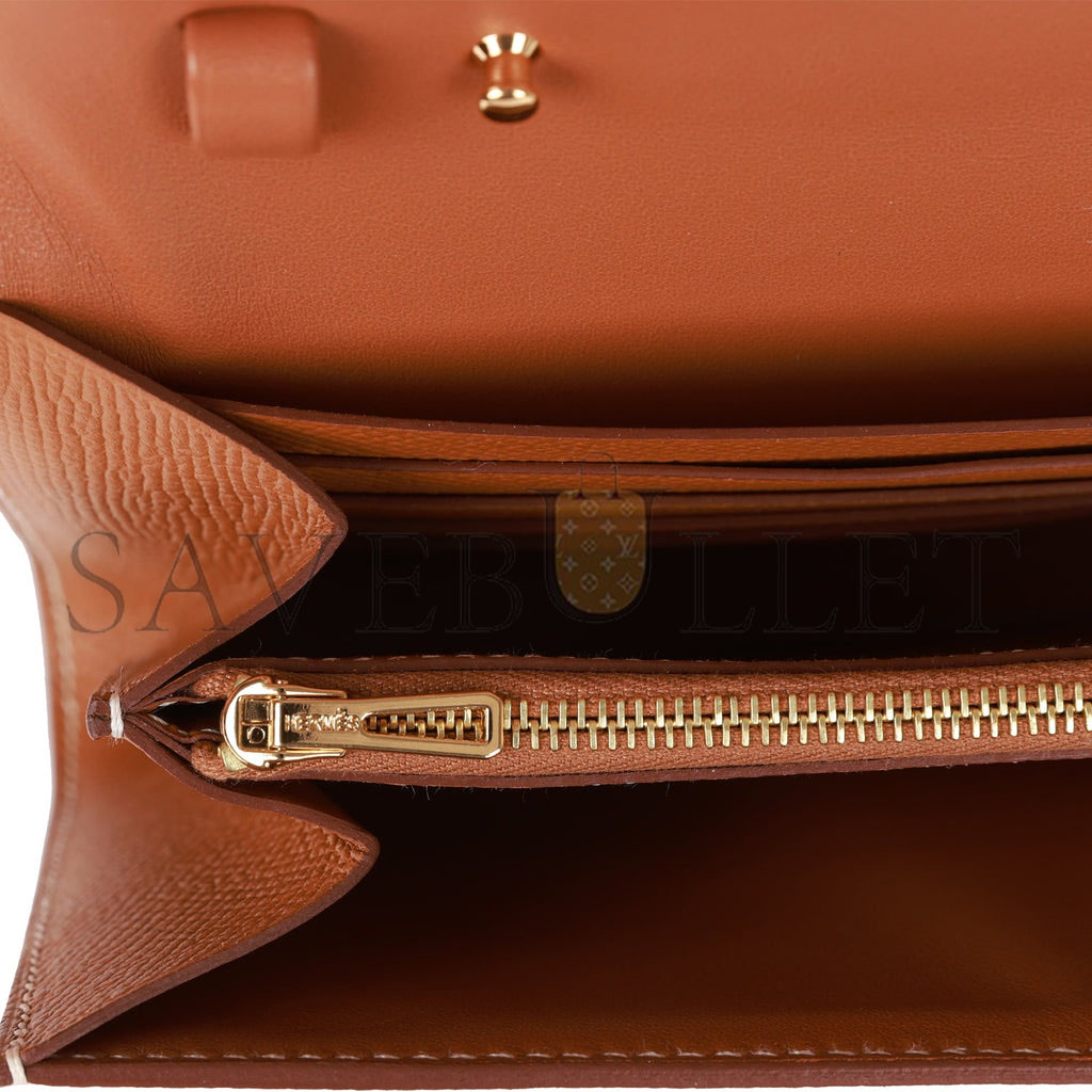 HERMES CONSTANCE WALLET TO GO GOLD EPSOM GOLD HARDWARE  (20*11*4cm)