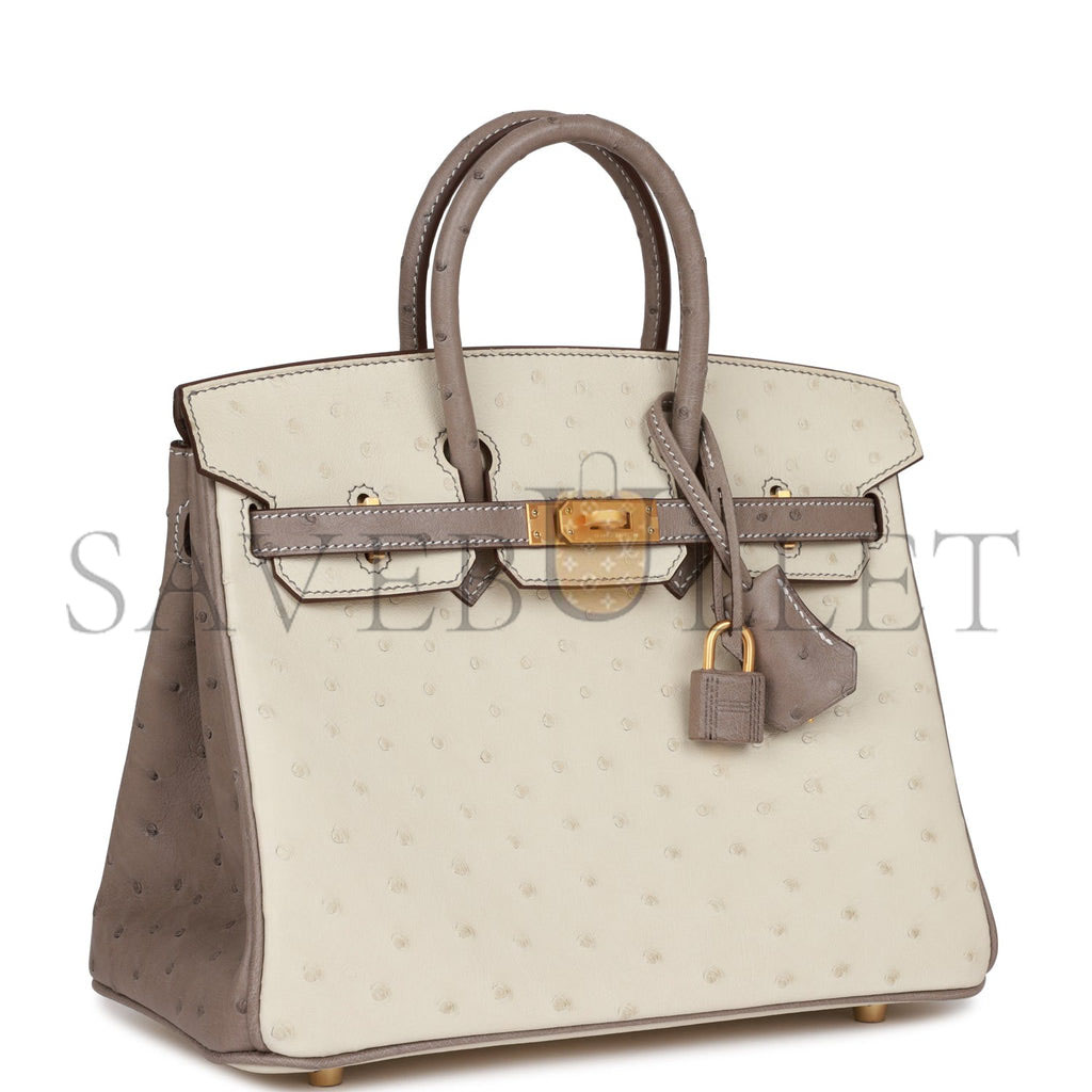HERMES MASTER BIRKIN 25 OSTRICH BRUSHED GOLD HARDWARE (25*20*13cm)