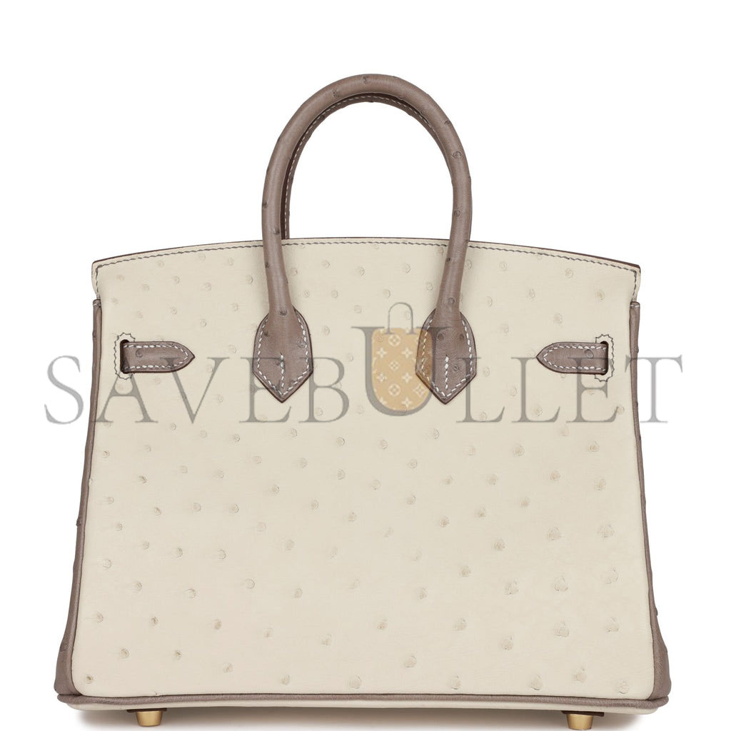 HERMES MASTER BIRKIN 25 OSTRICH BRUSHED GOLD HARDWARE (25*20*13cm)