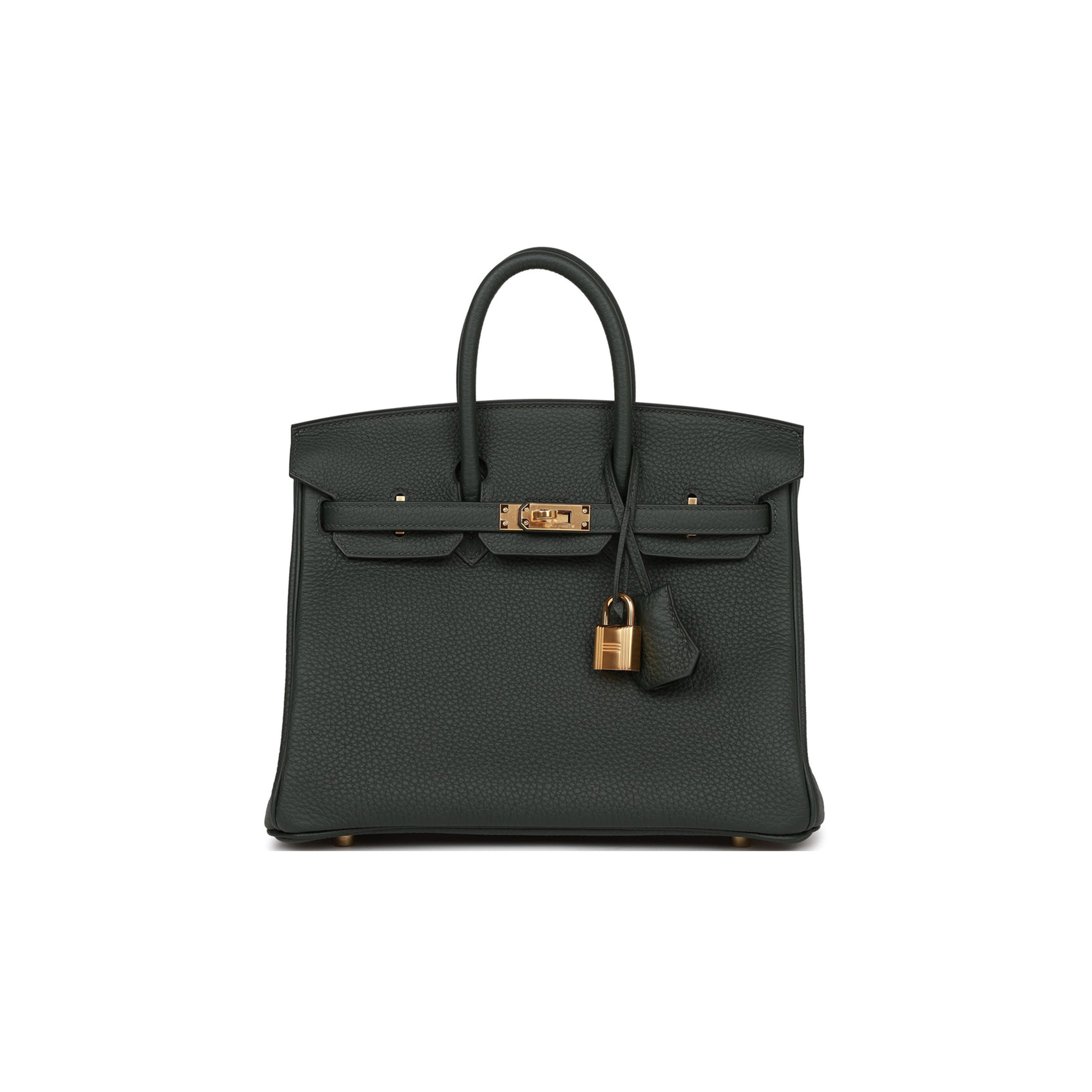 HERMES BIRKIN 25 VERT FONCE TOGO GOLD HARDWARE HANDMADE (25*20*13cm)