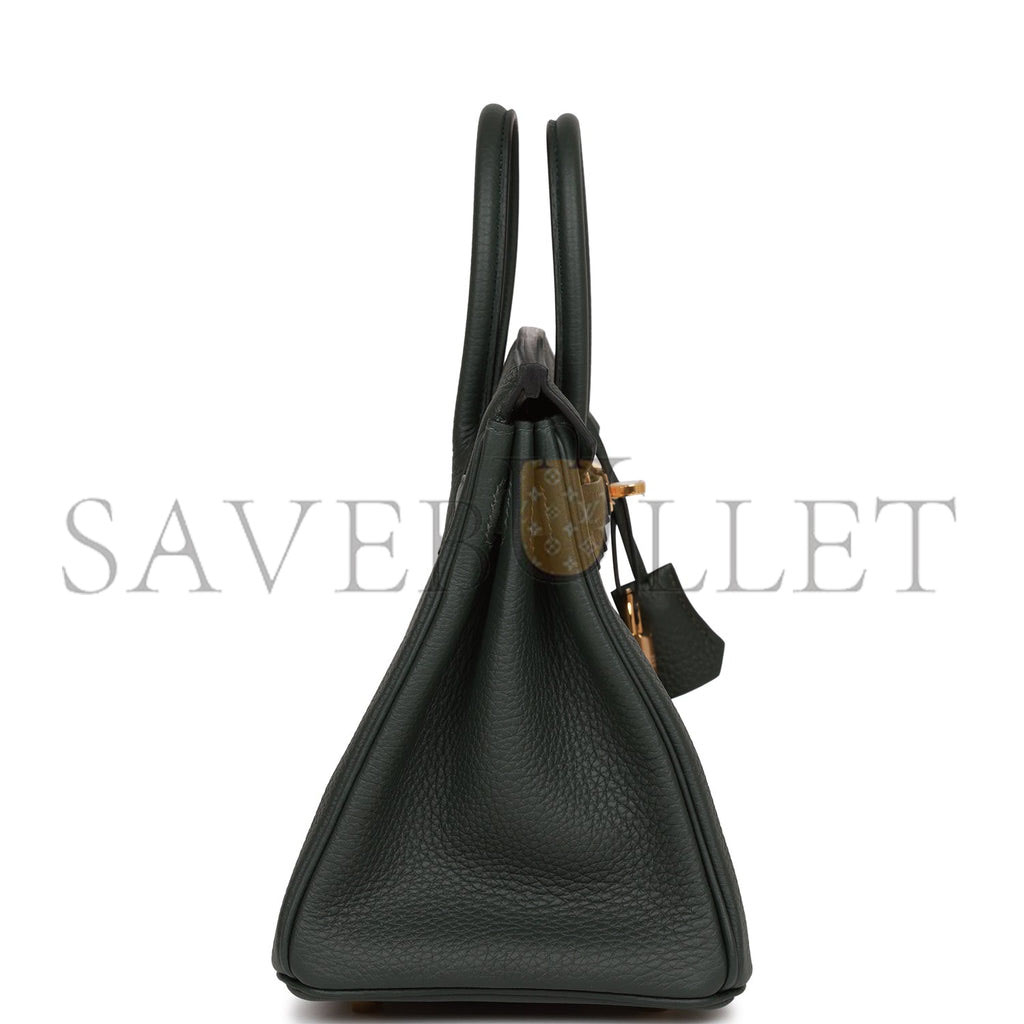 HERMES BIRKIN 25 VERT FONCE TOGO GOLD HARDWARE HANDMADE (25*20*13cm)