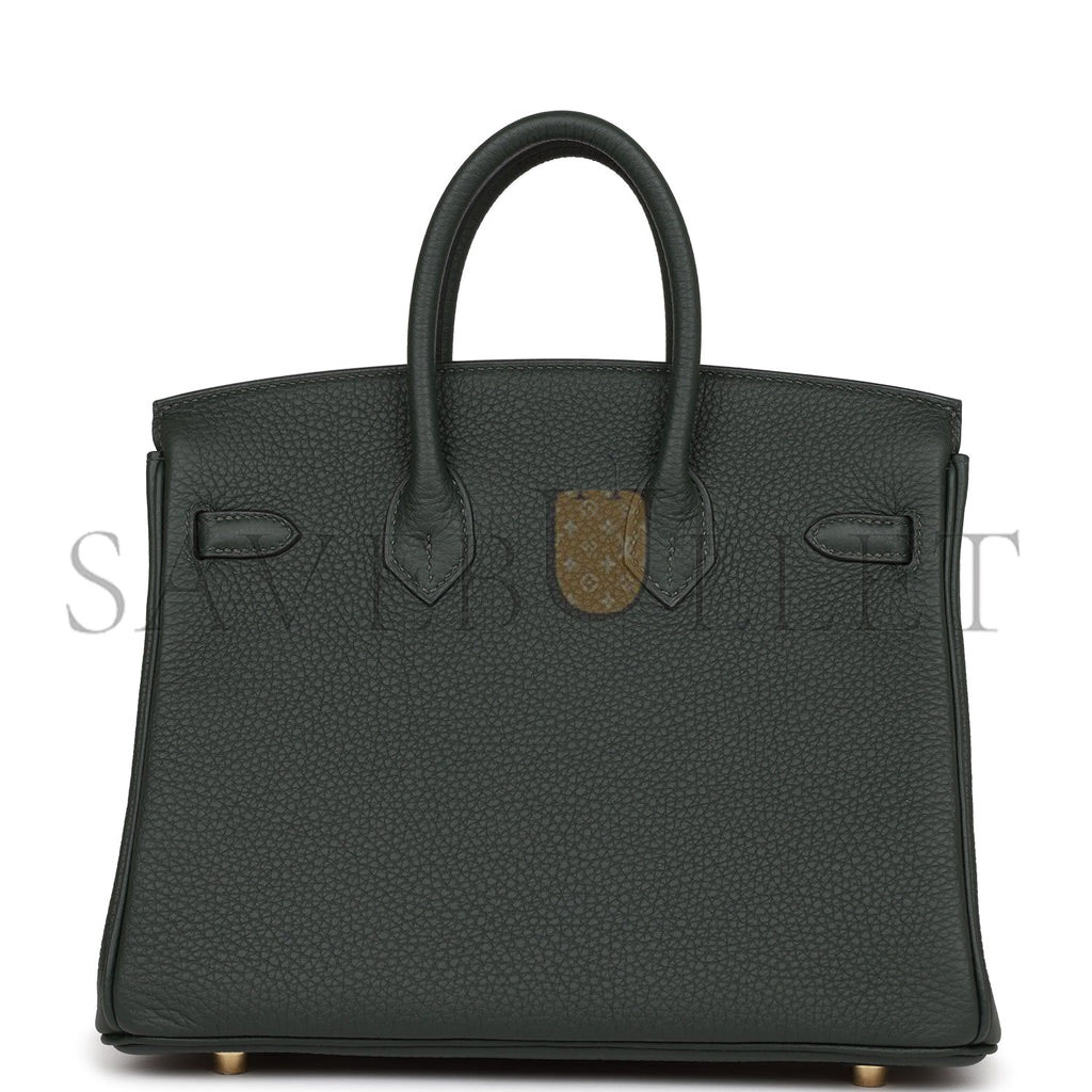 HERMES BIRKIN 25 VERT FONCE TOGO GOLD HARDWARE HANDMADE (25*20*13cm)