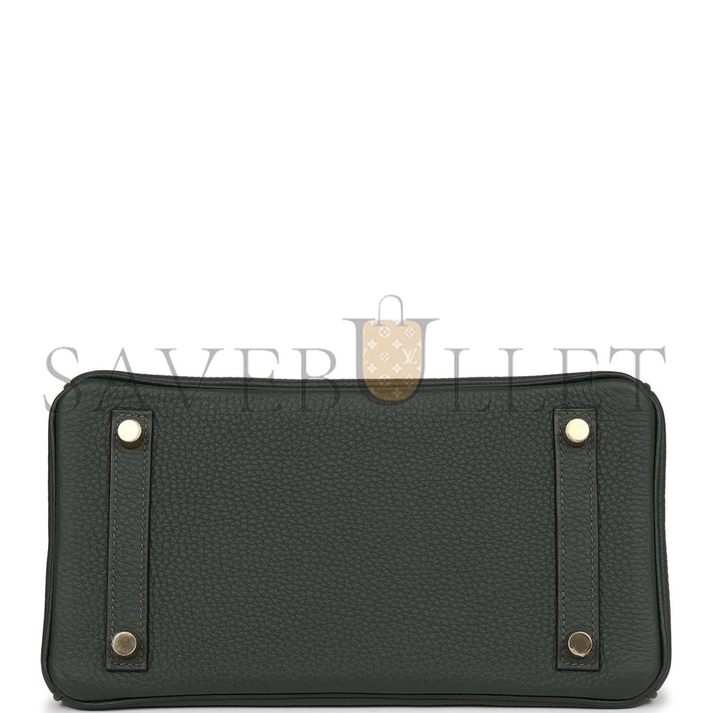 HERMES BIRKIN 25 VERT FONCE TOGO GOLD HARDWARE HANDMADE (25*20*13cm)