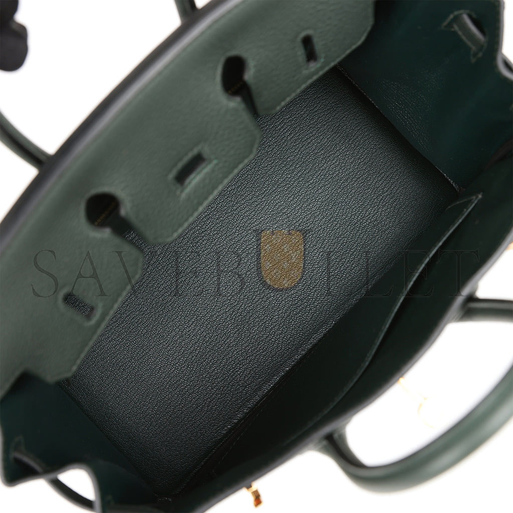 HERMES BIRKIN 25 VERT FONCE TOGO GOLD HARDWARE HANDMADE (25*20*13cm)