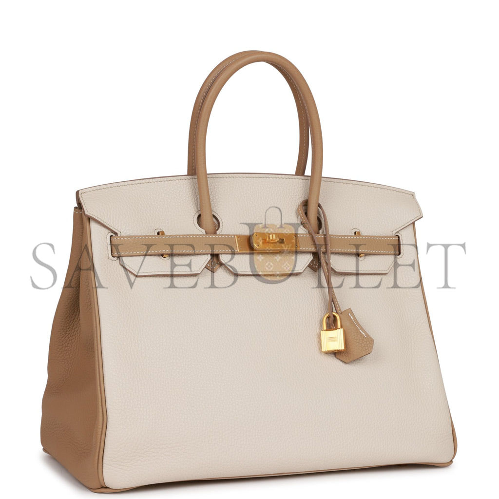 HERMES BIRKIN 35 CLEMENCE BRUSHED GOLD HARDWARE (35*25*18cm)