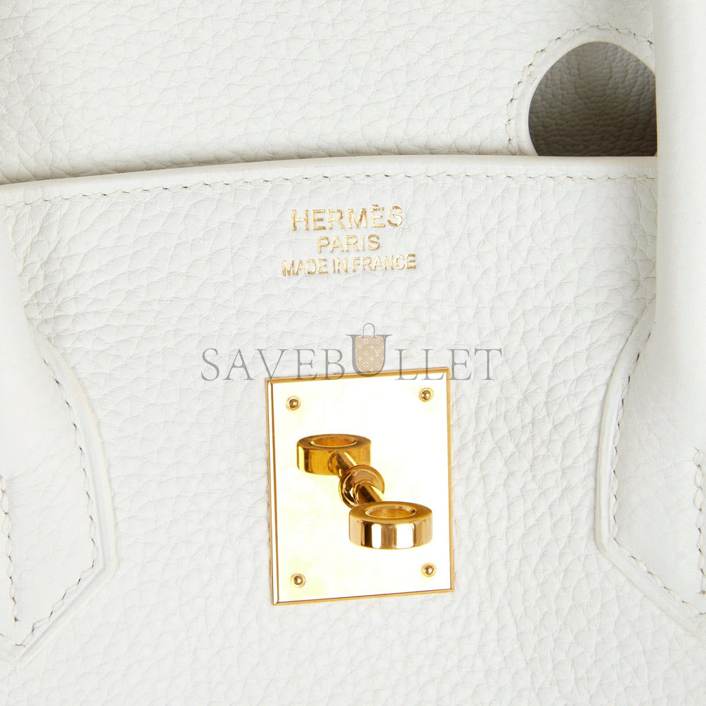 HERMES BIRKIN 35 WHITE CLEMENCE GOLD HARDWARE (35*25*18cm)