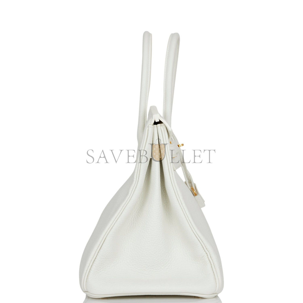 HERMES BIRKIN 35 WHITE CLEMENCE GOLD HARDWARE (35*25*18cm)
