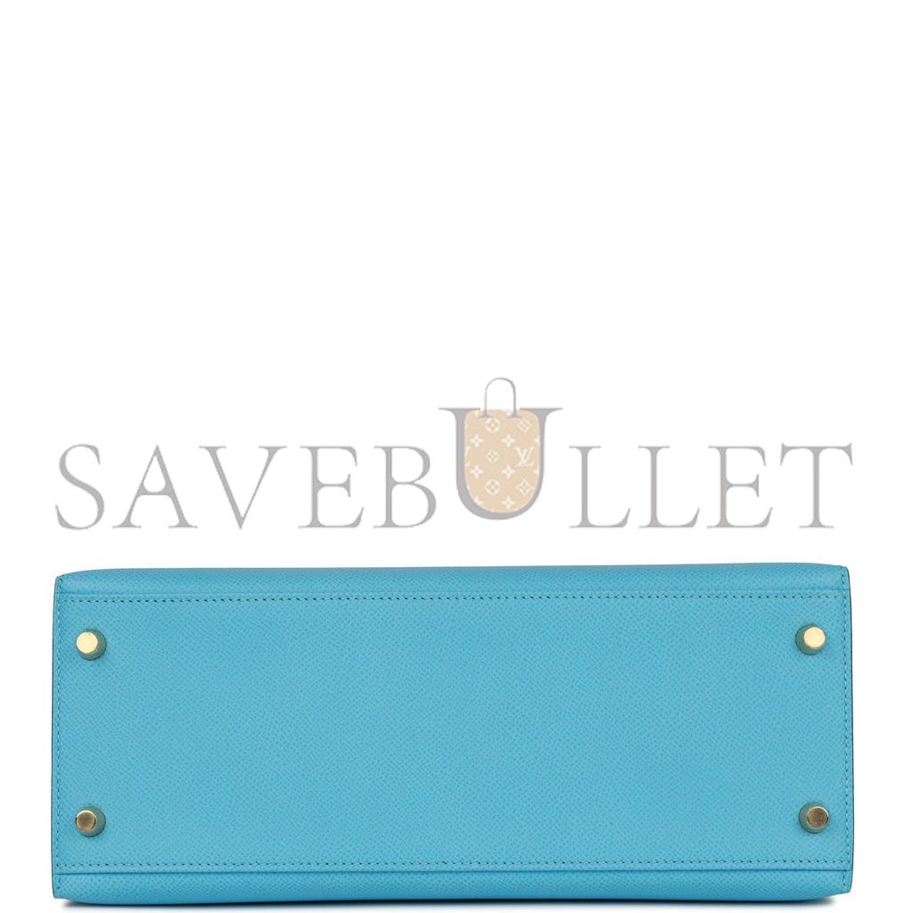 HERMES KELLY SELLIER 28 CELESTE EPSOM GOLD HARDWARE (25*17*7cm)