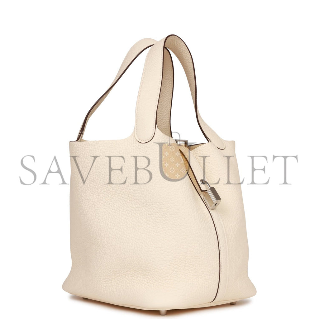 HERMES PICOTIN LOCK 22 CLEMENCE PALLADIUM HARDWARE (22*21*17cm)