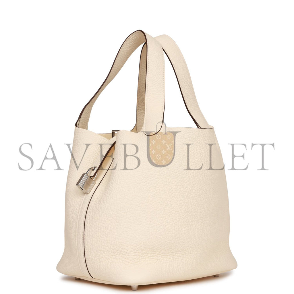 HERMES PICOTIN LOCK 22 CLEMENCE PALLADIUM HARDWARE (22*21*17cm)