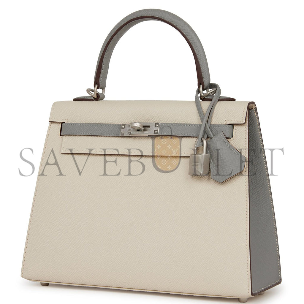 HERMES KELLY 25 EPSOM BRUSHED PALLADIUM HARDWARE (25*17*7cm)