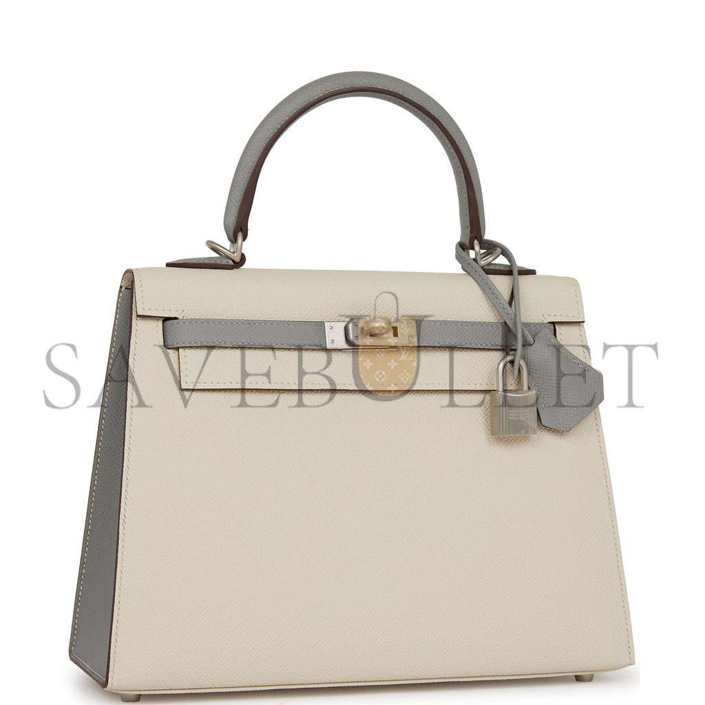 HERMES KELLY 25 EPSOM BRUSHED PALLADIUM HARDWARE (25*17*7cm)