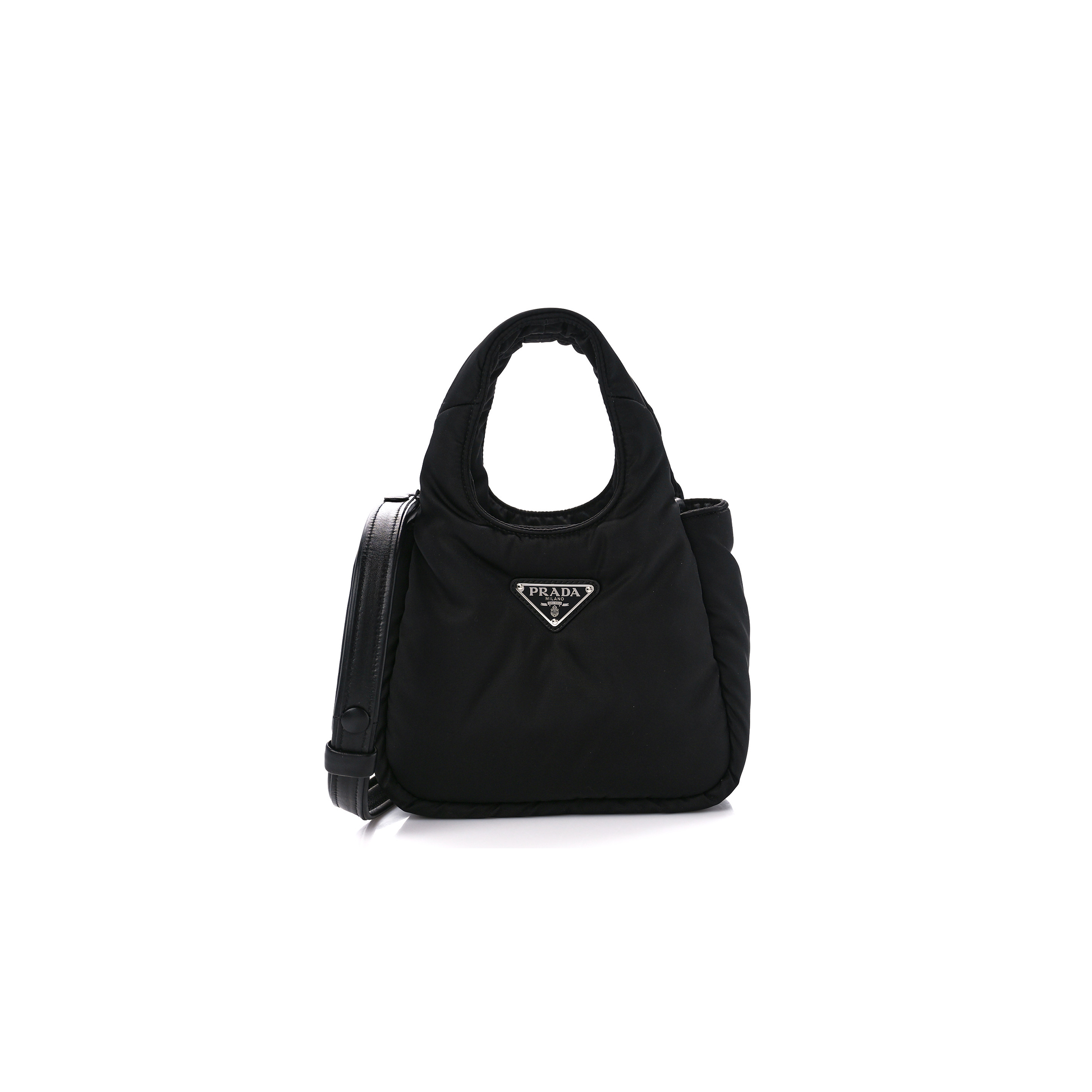 PRADA TESSUTO SOFT PADDED RE-NYLON STRIPED MINI BAG BLACK (18*15.5*10cm)