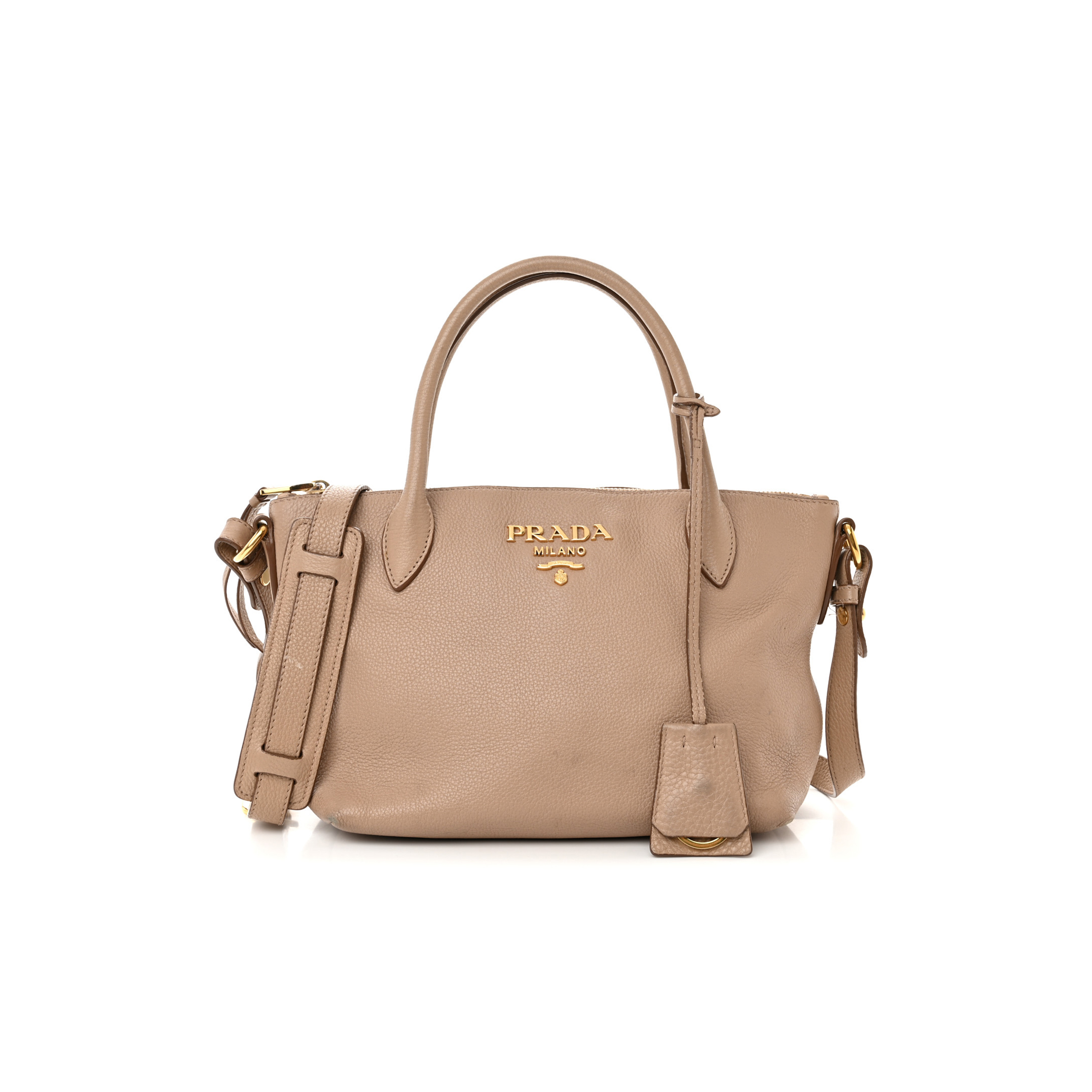 PRADA VITELLO DAINO MINI SHOPPING TOTE CAMMEO 1BA111  (24*19*12cm)