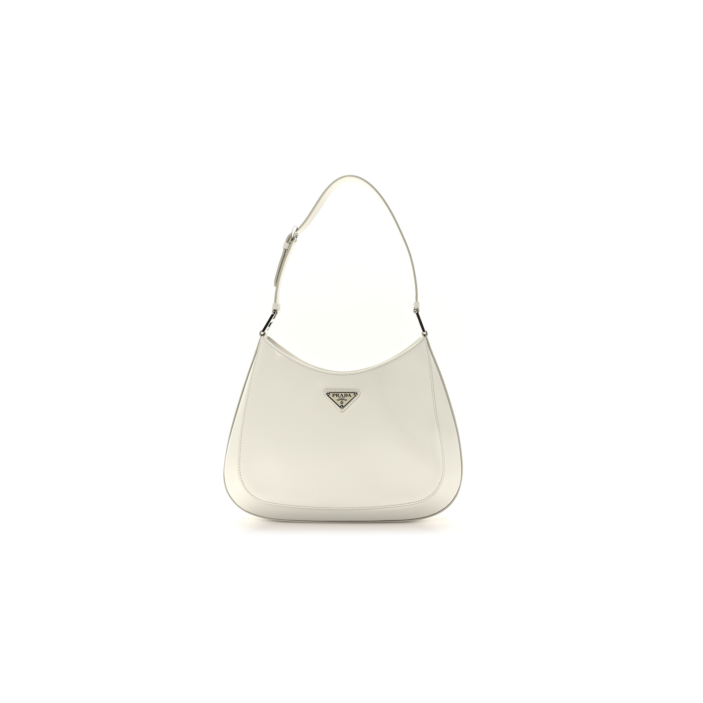 PRADA BRUSHED CALFSKIN CLEO ADJUSTABLE STRAP SHOULDER BAG WHITE 1BC499 (27*22*6cm)