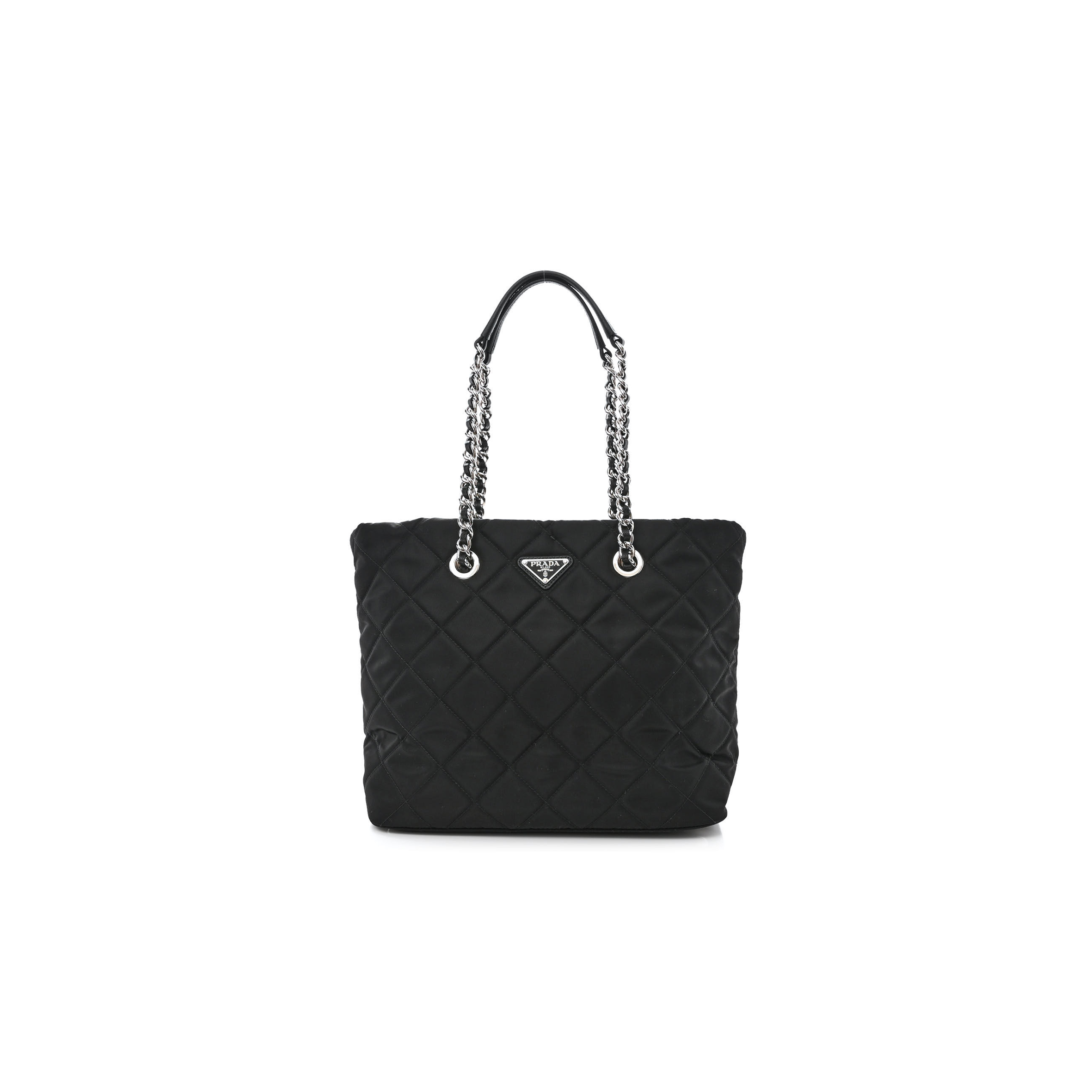 PRADA NYLON TESSUTO IMPUNTU QUILTED SHOULDER BAG BLACK (29*23*17cm)