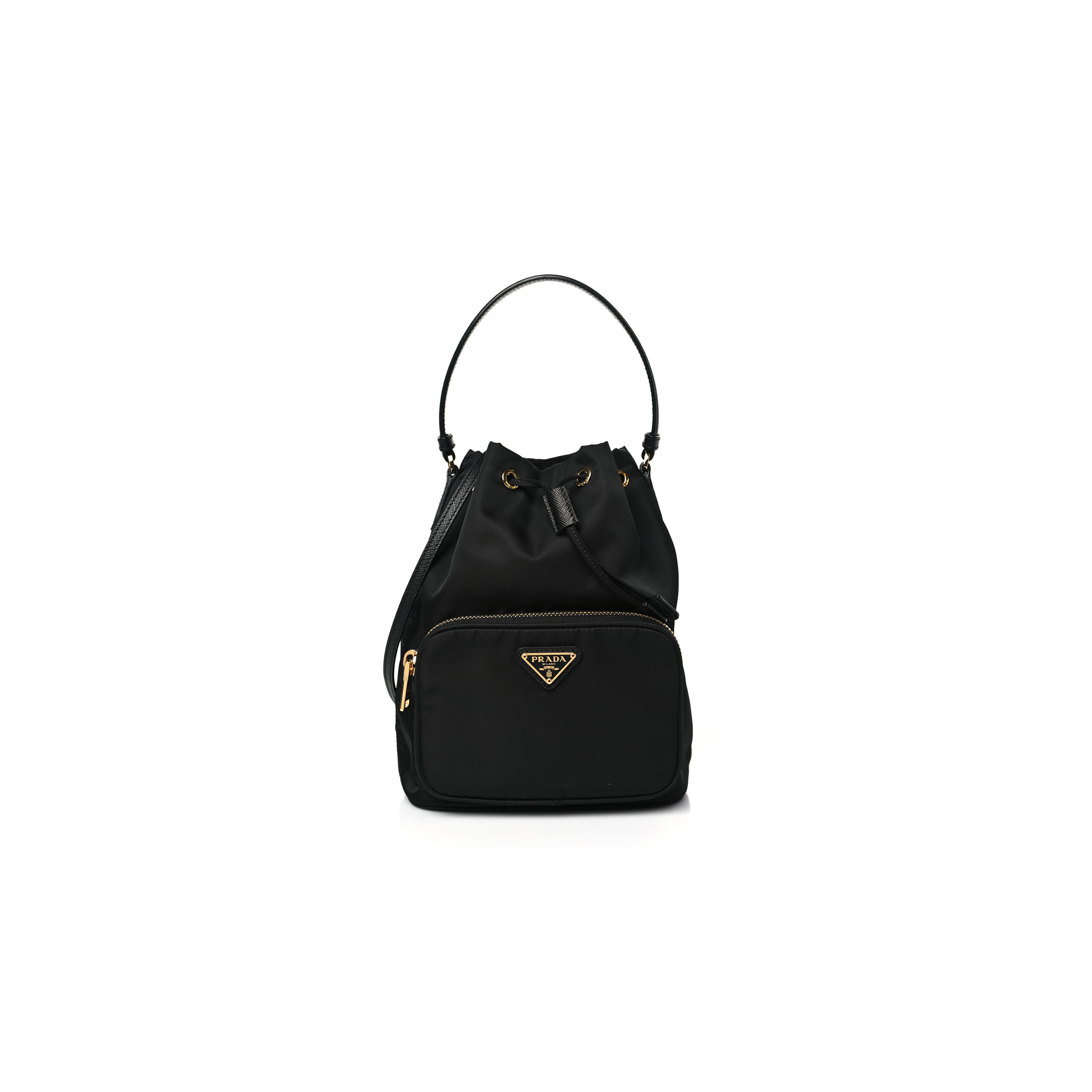 PRADA RE-NYLON DUET DRAWSTRING SHOULDER BAG BLACK 1BH038 (23*18*11cm)