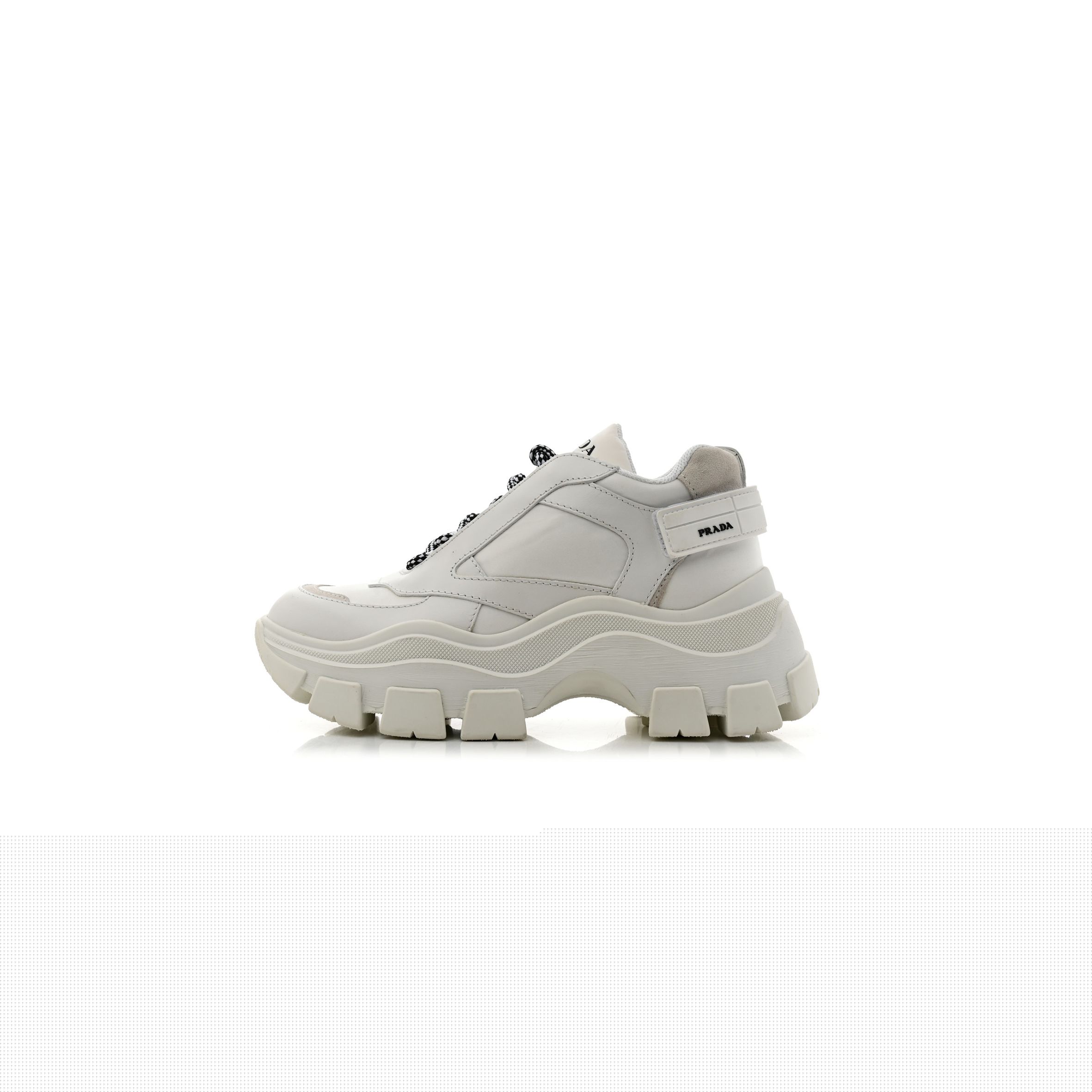PRADA NYLON NEVADA CALFSKIN MENS PEGASSUS SNEAKERS 5 WHITE
