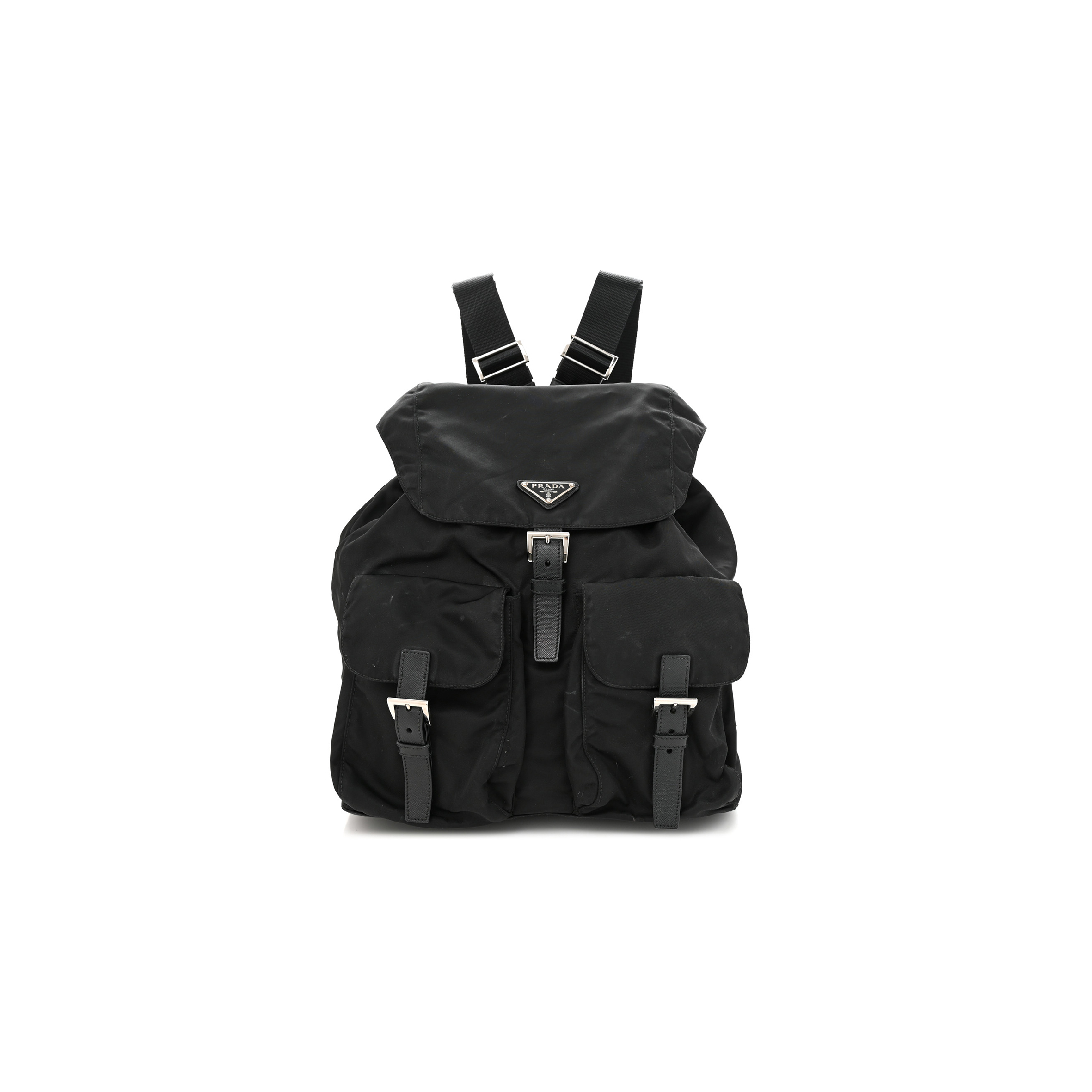 PRADA TESSUTO NYLON SAFFIANO SMALL BACKPACK BLACK 1BZ677 (28*23*12cm)