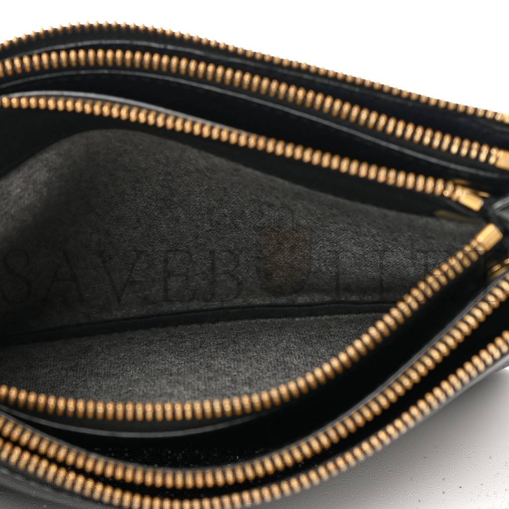 CELINE LAMBSKIN SMALL TRIO CROSSBODY BAG BLACK (22*14*4cm)