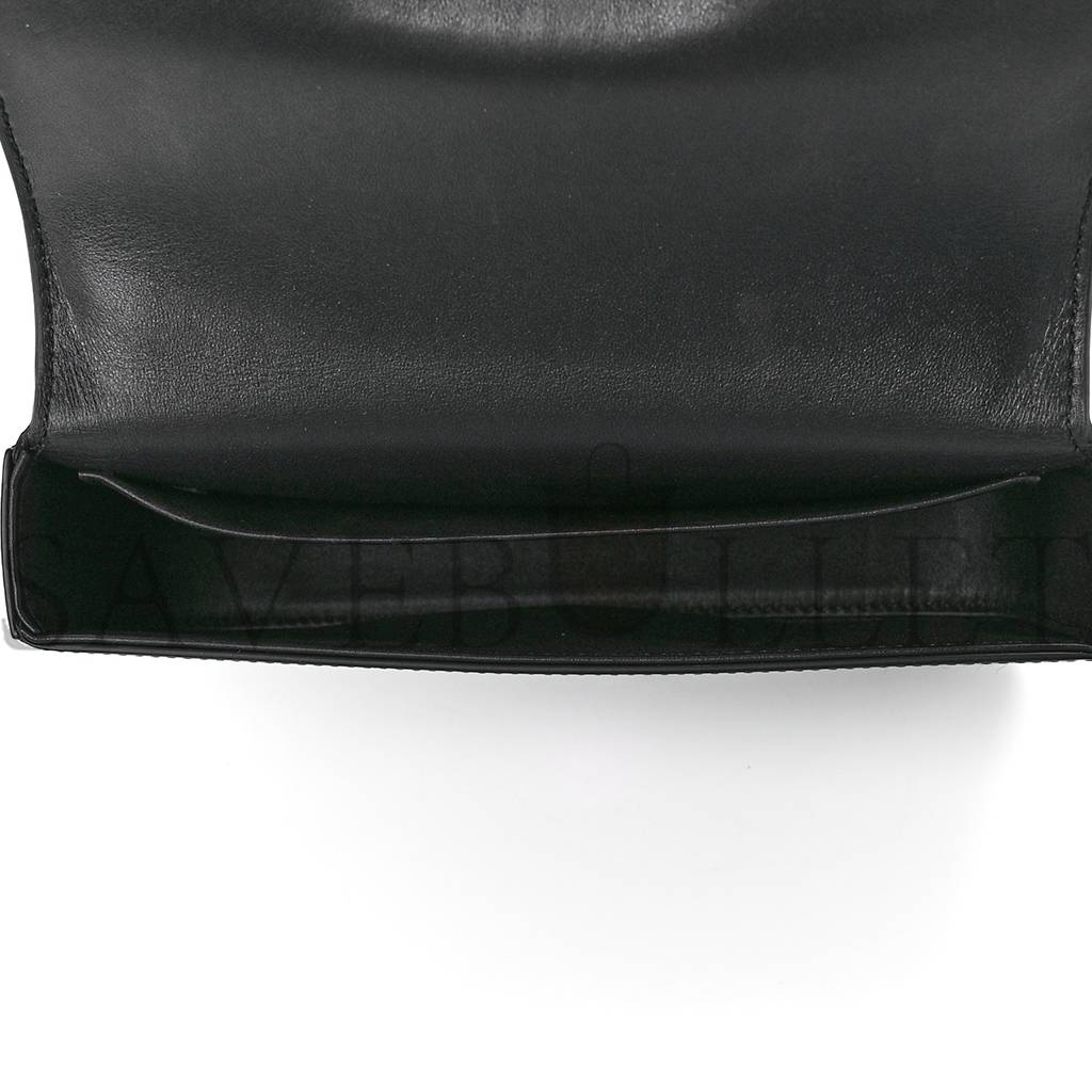 CELINE SHINY CALFSKIN CUIR TRIOMPHE CHAIN SHOULDER BAG BLACK (20*11*4cm)