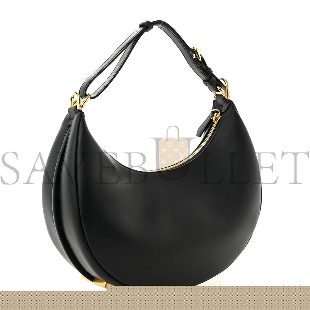 FENDI VITELLO GRACE MATTE SMALL FENDIGRAPHY HOBO BAG BLACK (28*24*9cm)