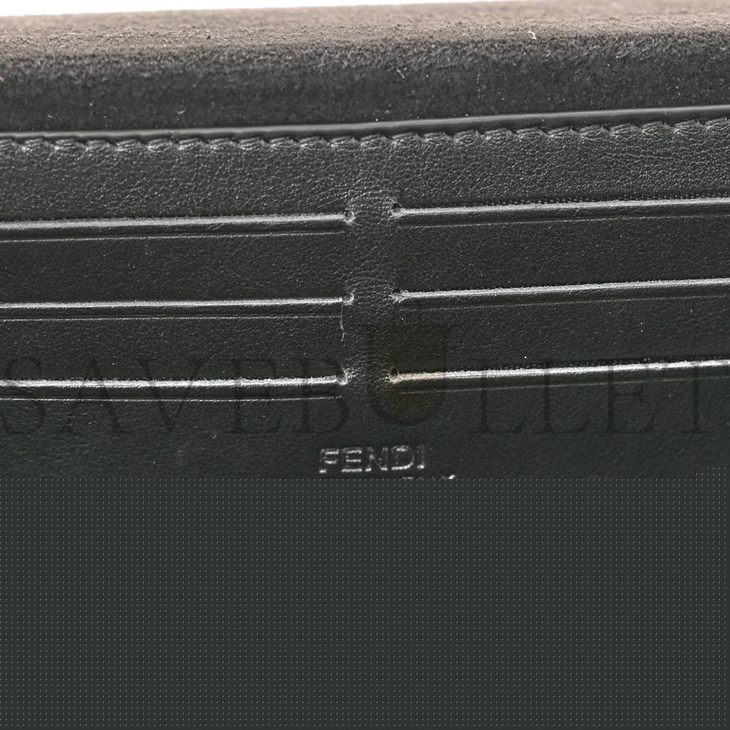 FENDI FABRIC JACQUARD REACTIVE JEAN DENIM VITELLO COVER FF BAGUETTE SOFT TRUNK BLUE BLACK (21*12*6cm)