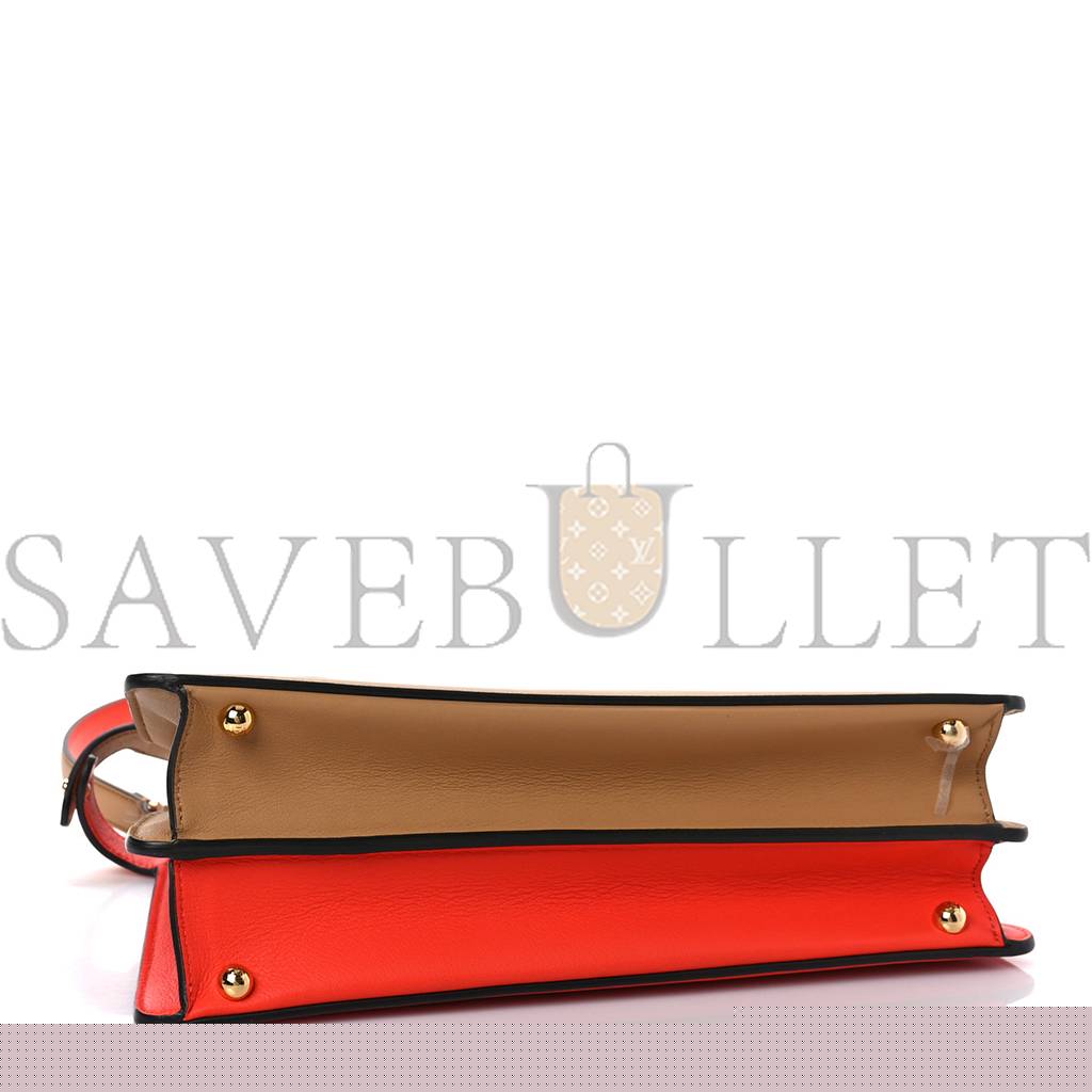 FENDI VITELLO SETA NAPPA PLEXIGLASS BI-COLOR MEDIUM PEEKABOO I SEE U SATCHEL MIELE SCURO TULIPANO (33*25*13cm)