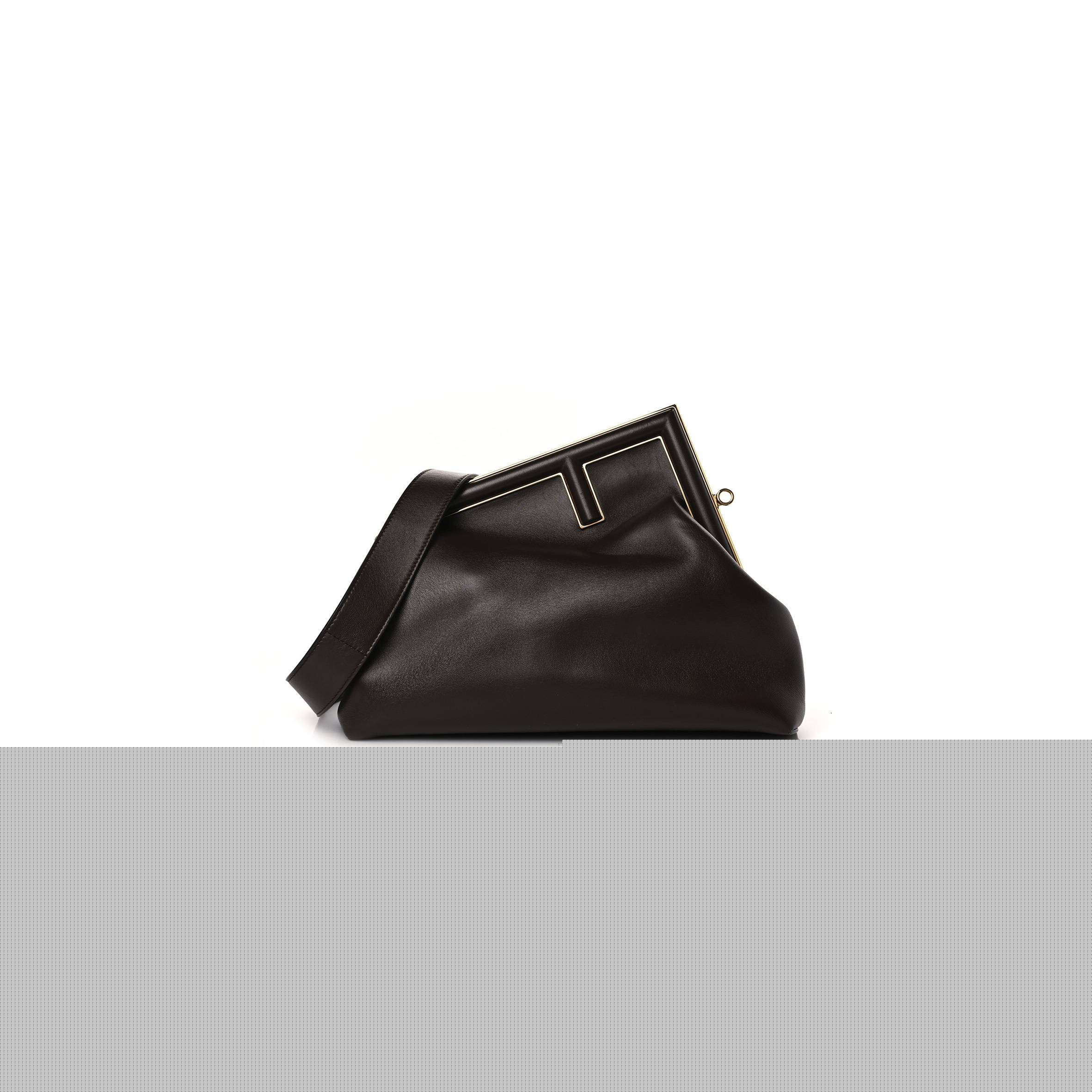 FENDI SHINY NAPPA MEDIUM FENDI FIRST EBANO (32.5*23.5*15cm)
