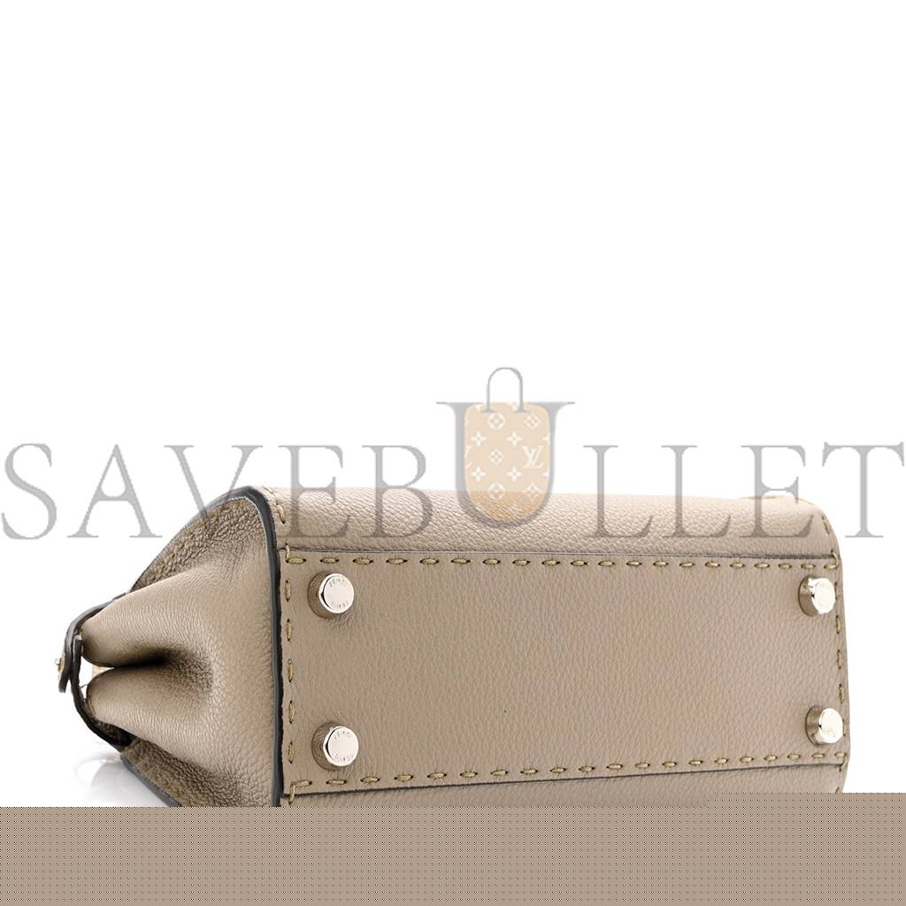 FENDI CUOIO ROMANO PYTHON SELLERIA MINI PEEKABOO ICONIC SATCHEL CORDA WHITE (23*18*11cm)