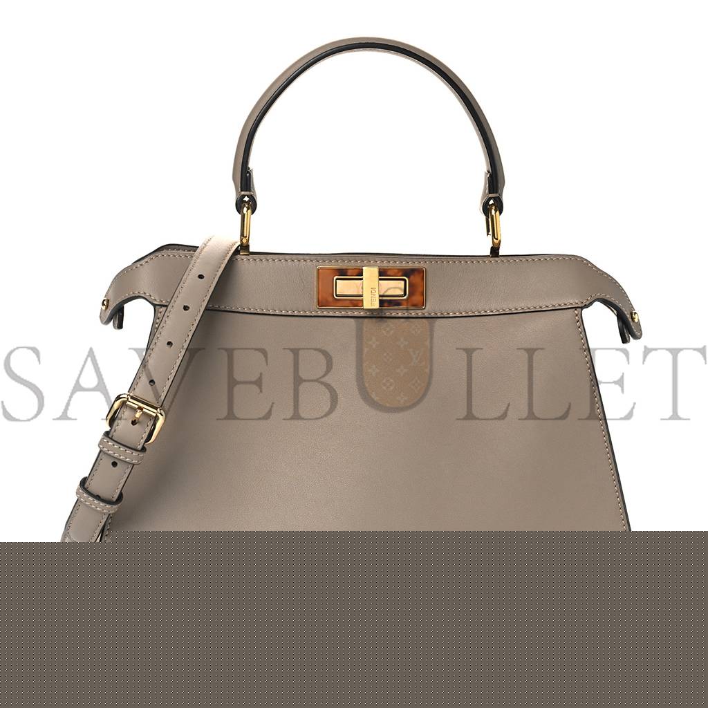 FENDI VITELLO SETA SHINY NAPPA PLEXIGLASS MEDIUM PEEKABOO I SEE U SATCHEL TORTORA (33*25*12cm)