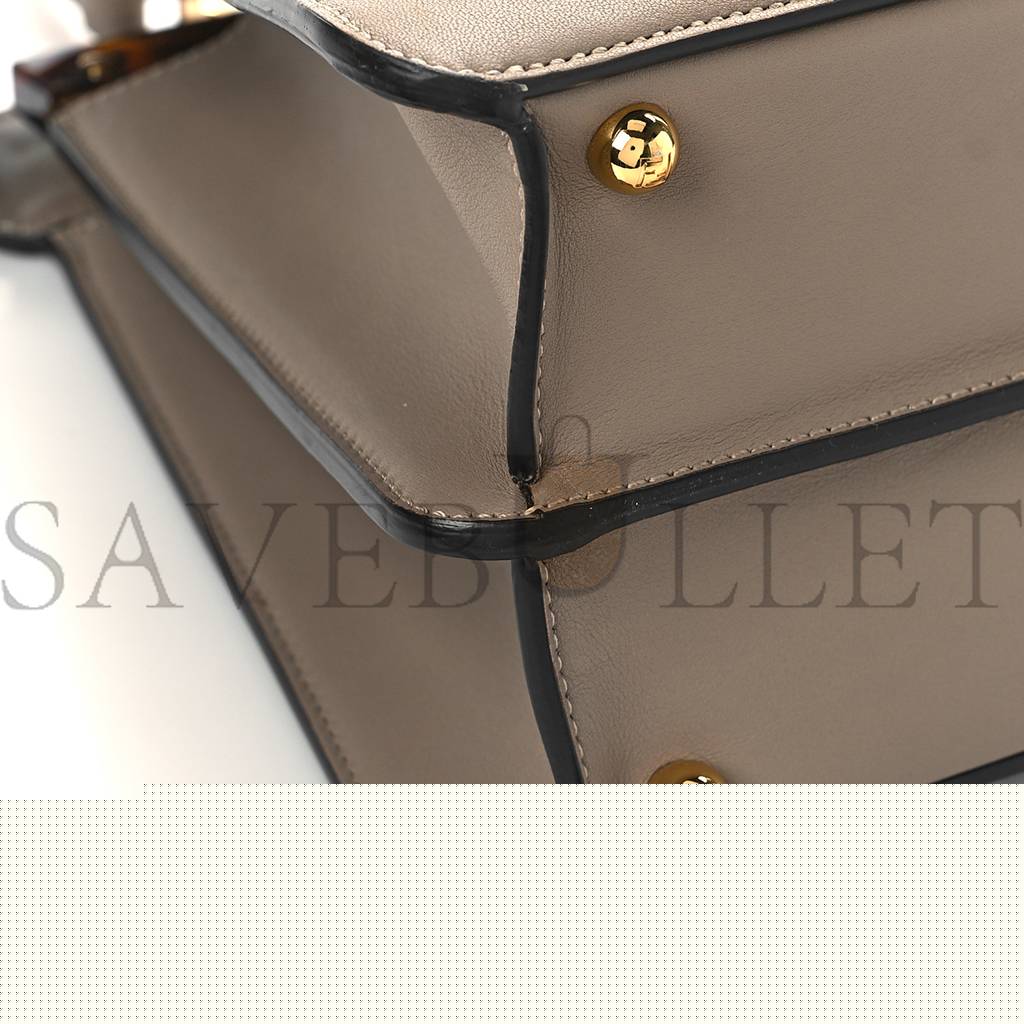 FENDI VITELLO SETA SHINY NAPPA PLEXIGLASS MEDIUM PEEKABOO I SEE U SATCHEL TORTORA (33*25*12cm)