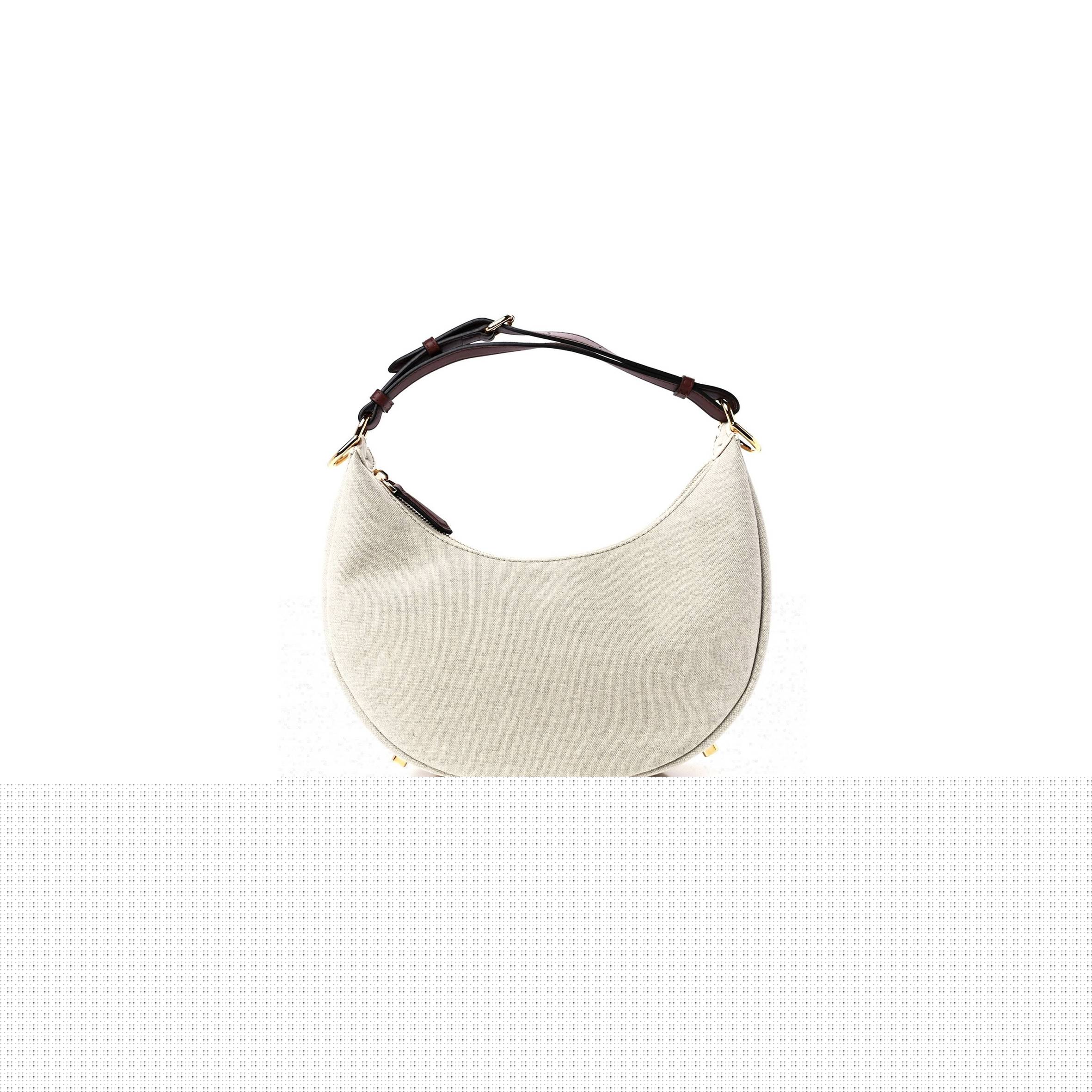 FENDI CANVAS VITELLO GRACE SMALL FENDIGRAPHY HOBO BAG GREZZO GHIANDA (28*20*8cm)