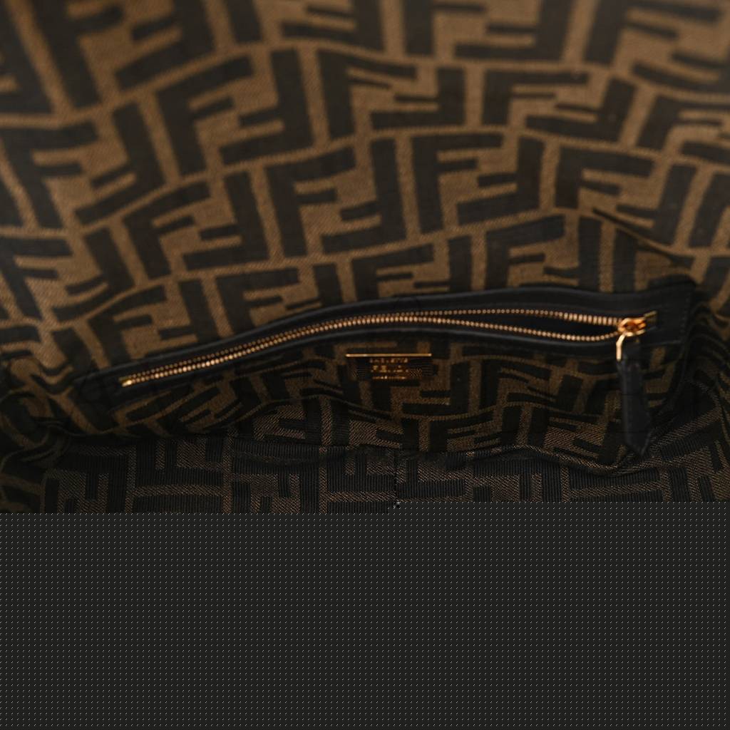 FENDI FABRIC JACQUARD FF 1974 MEDIUM BAGUETTE TOBACCO MORO BLACK (27*13*6cm)