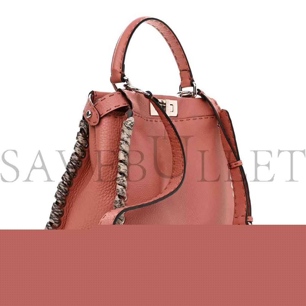 FENDI CUOIO ROMANO SELLERIA ELAPHE LACE UP MEDIUM PEEKABOO ICONIC SATCHEL MAKE UP TAUPE (34*25*13cm)