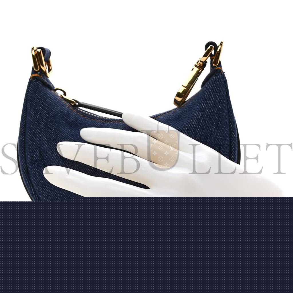 FENDI DENIM SHINY NAPPA NANO FENDIGRAPHY HOBO CHARM BLUE MORO (16*10*5cm)