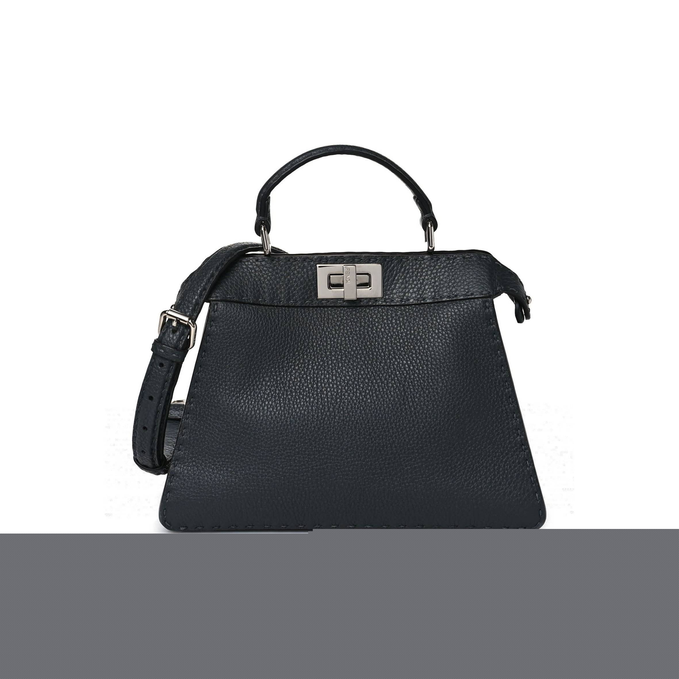 FENDI CUOIO ROMANO SELLERIA CHAMOIS SMALL PEEKABOO I SEE U SATCHEL ASFALTO CAMELIA (27*20*11cm)