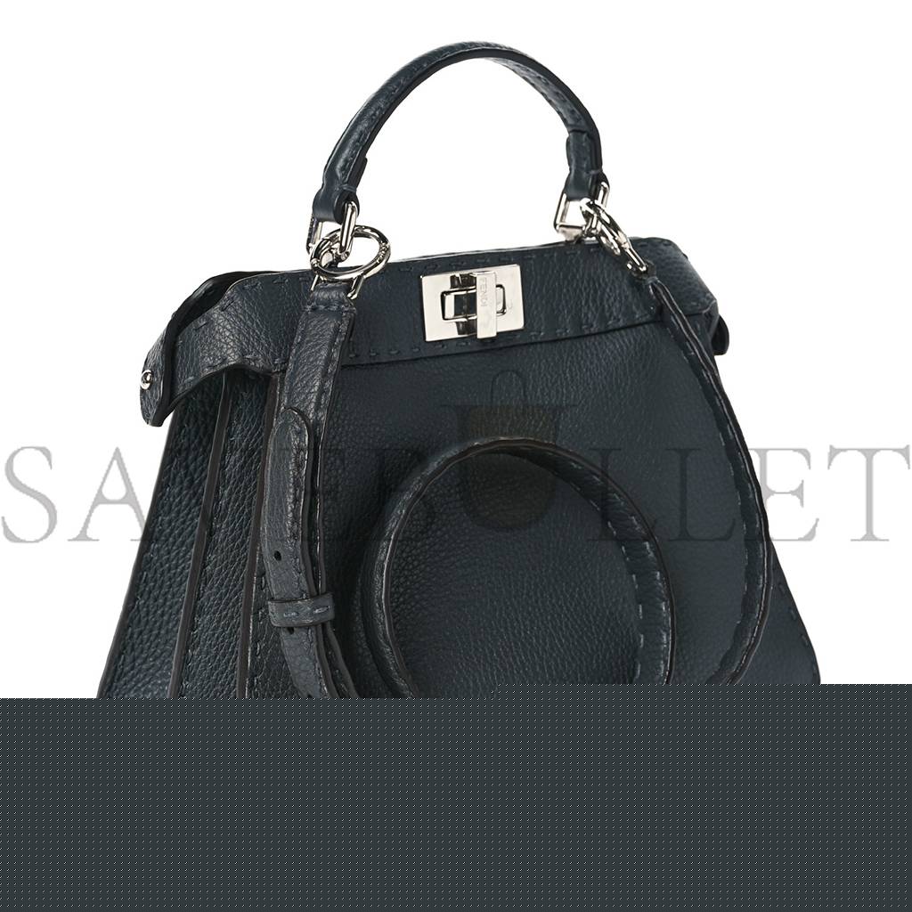 FENDI CUOIO ROMANO SELLERIA CHAMOIS SMALL PEEKABOO I SEE U SATCHEL ASFALTO CAMELIA (27*20*11cm)