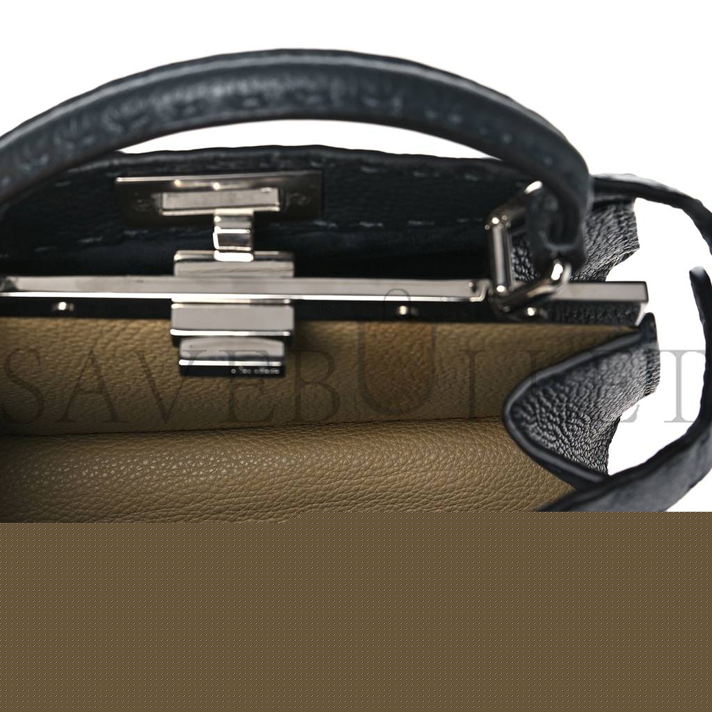 FENDI CUOIO ROMANO SELLERIA CHAMOIS SMALL PEEKABOO I SEE U SATCHEL ASFALTO CAMELIA (27*20*11cm)